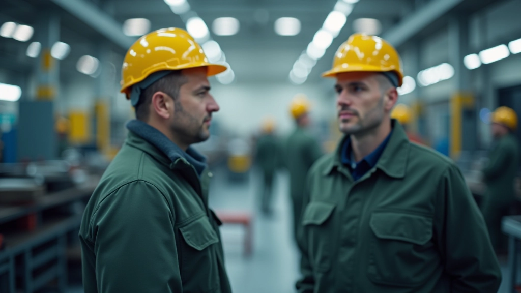 Moderne Waffensysteme und Rüstungstechnik in einer Werkstatt oder Produktionsfabrik mit Fachleuten