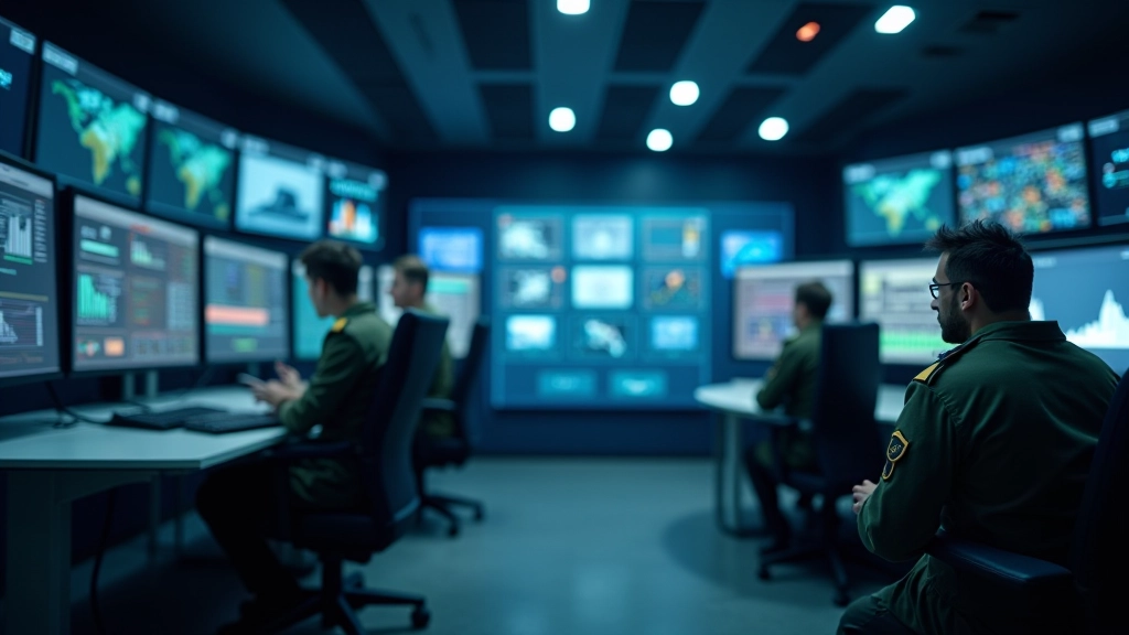 Modernes Verteidigungszentrum mit Sicherheitseinrichtungen und technischer Ausstattung