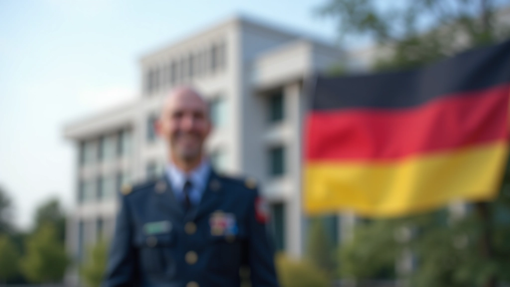 NATO-Flagge weht vor modernem Regierungsgebäude